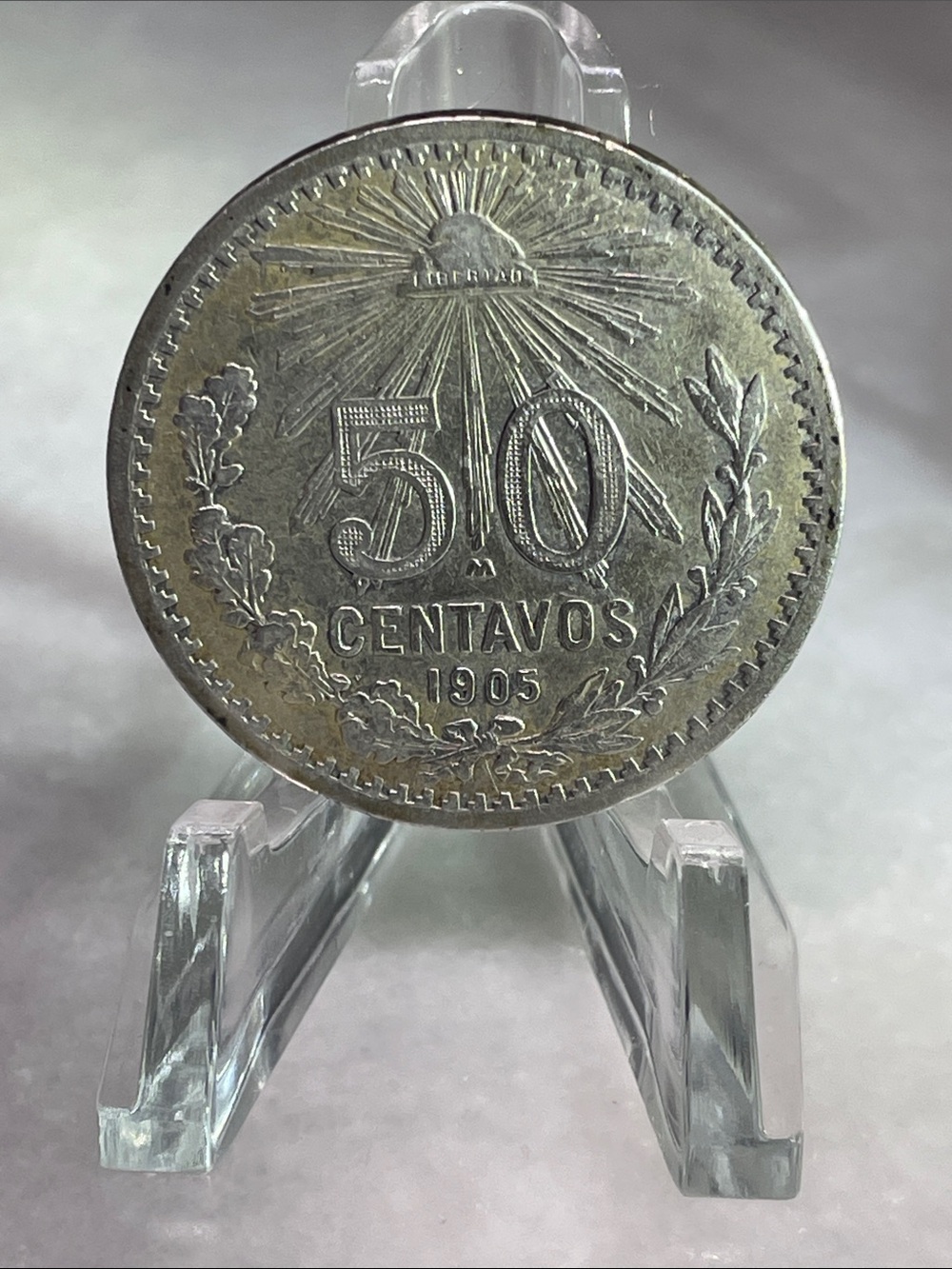 🇲🇽 1905 50 Centavos Uncirculated. .80 % Silver